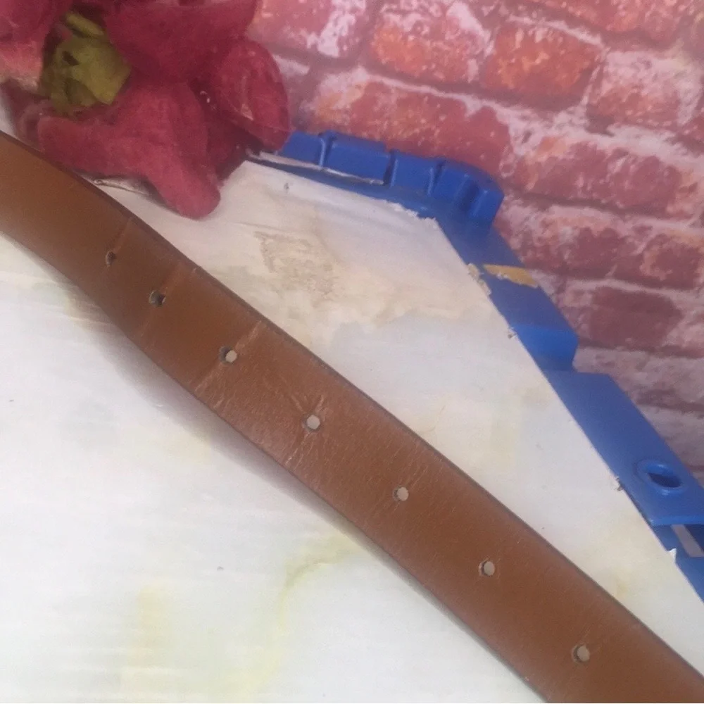 Brown Western Style Leather Belt with Brass Studs